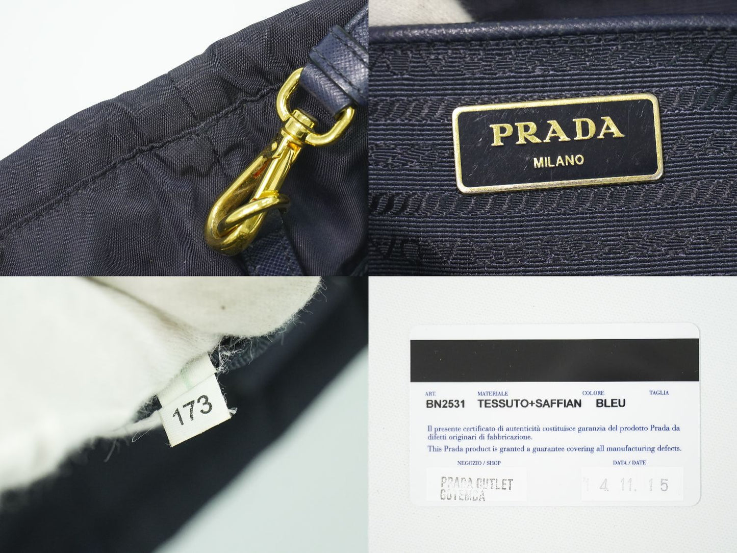 PRADA 2WAY ショルダーバッグ ネイビー BN2531