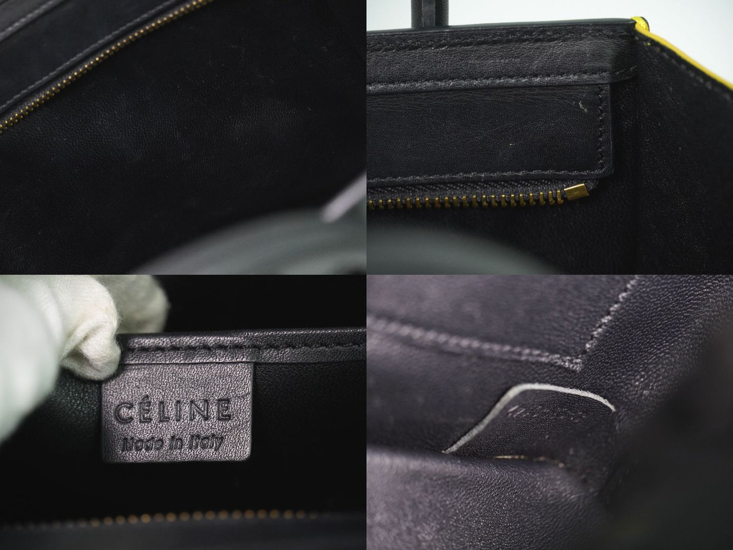 CELINE ラゲージ ナノショッパー 2WAY ショルダーバッグ グレージュ イエロー ブラック