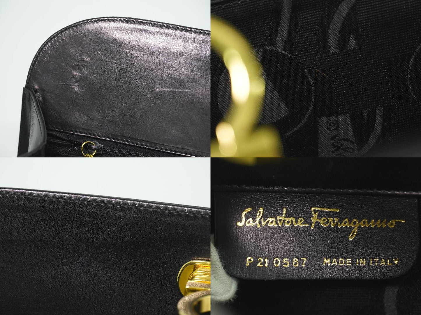 Salvatore Ferragamo ガンチーニ ショルダーバッグ ブラック
