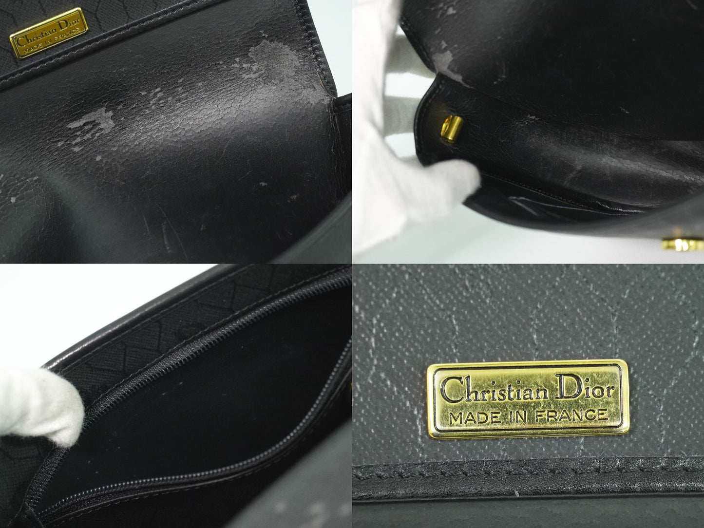 Christian Dior ハニカム柄 ショルダーバッグ ブラック