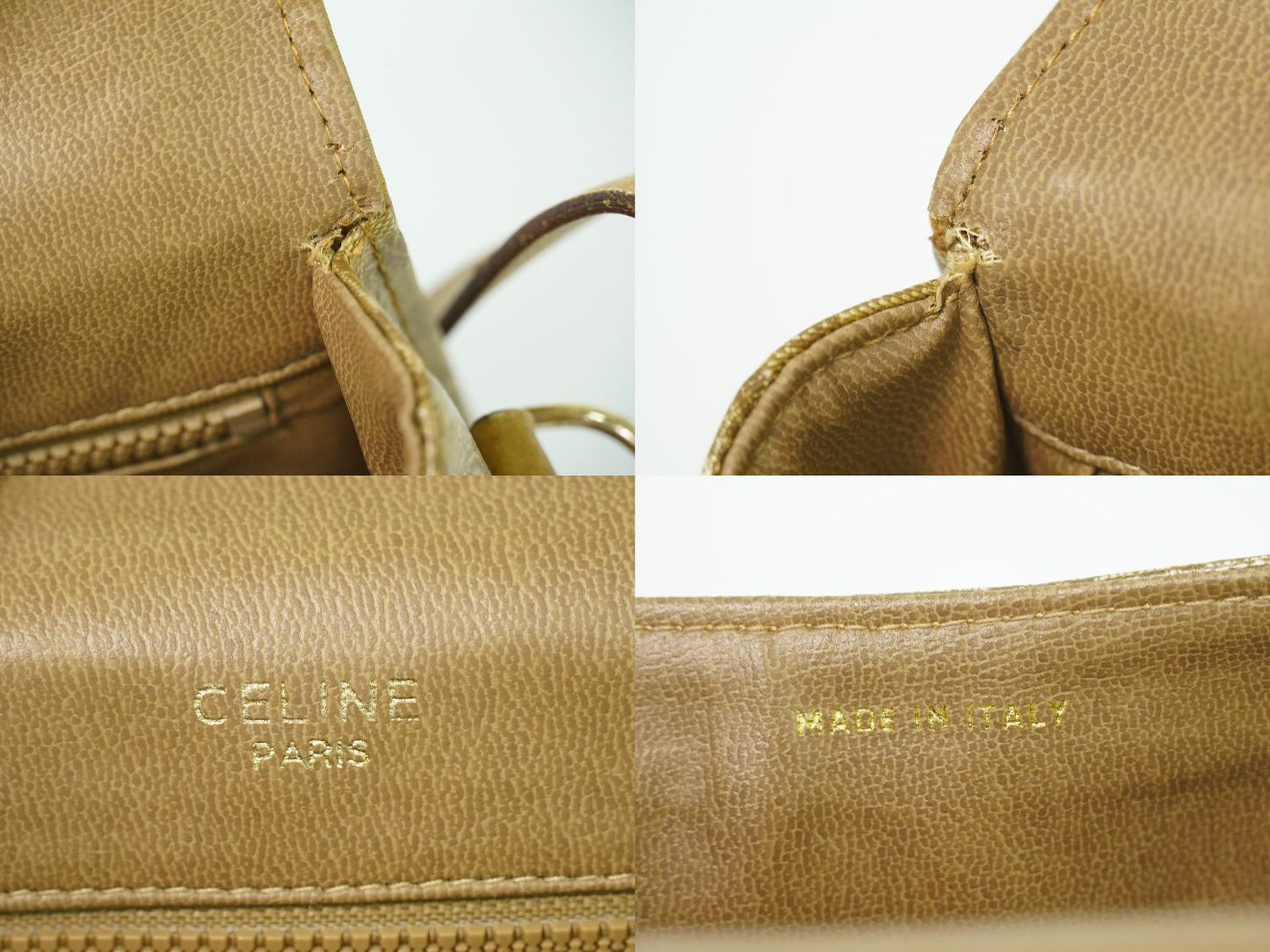 CELINE マカダム ショルダーバッグ ベージュ