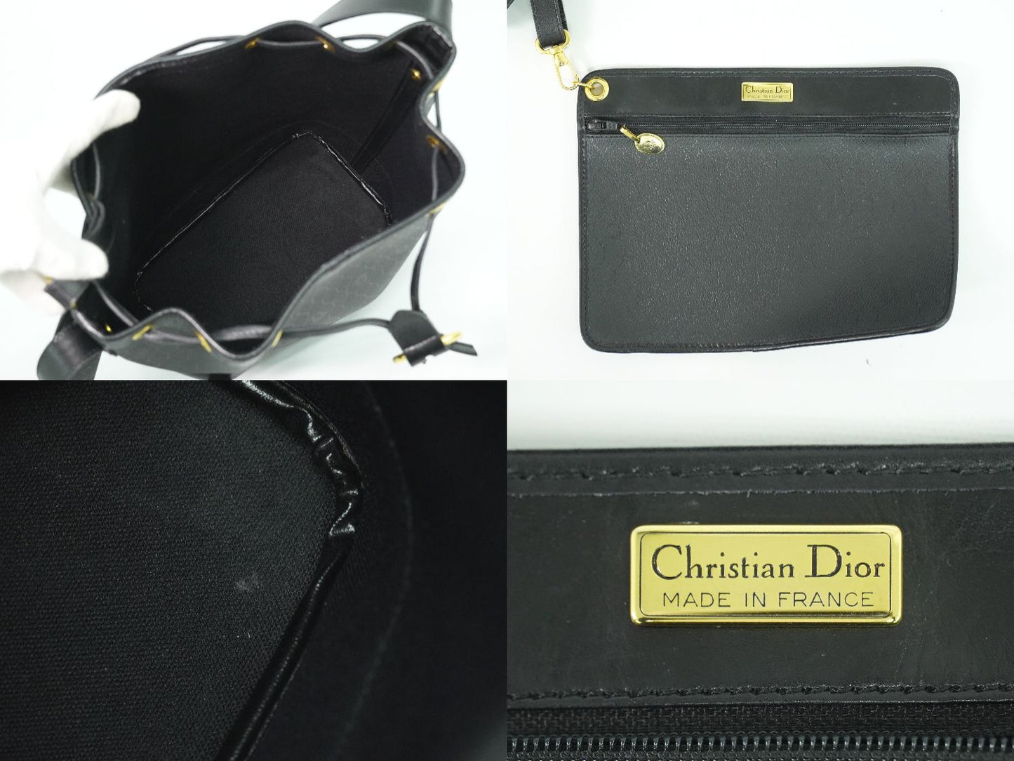 Christian Dior ハニカム柄 ショルダーバッグ ブラック