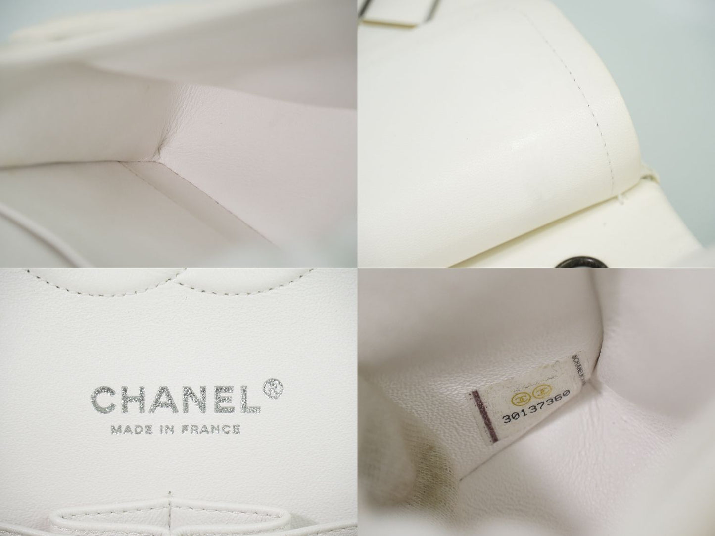 CHANEL ココマーク マトラッセ ダブルフラップ チェーン ショルダーバッグ ホワイト
