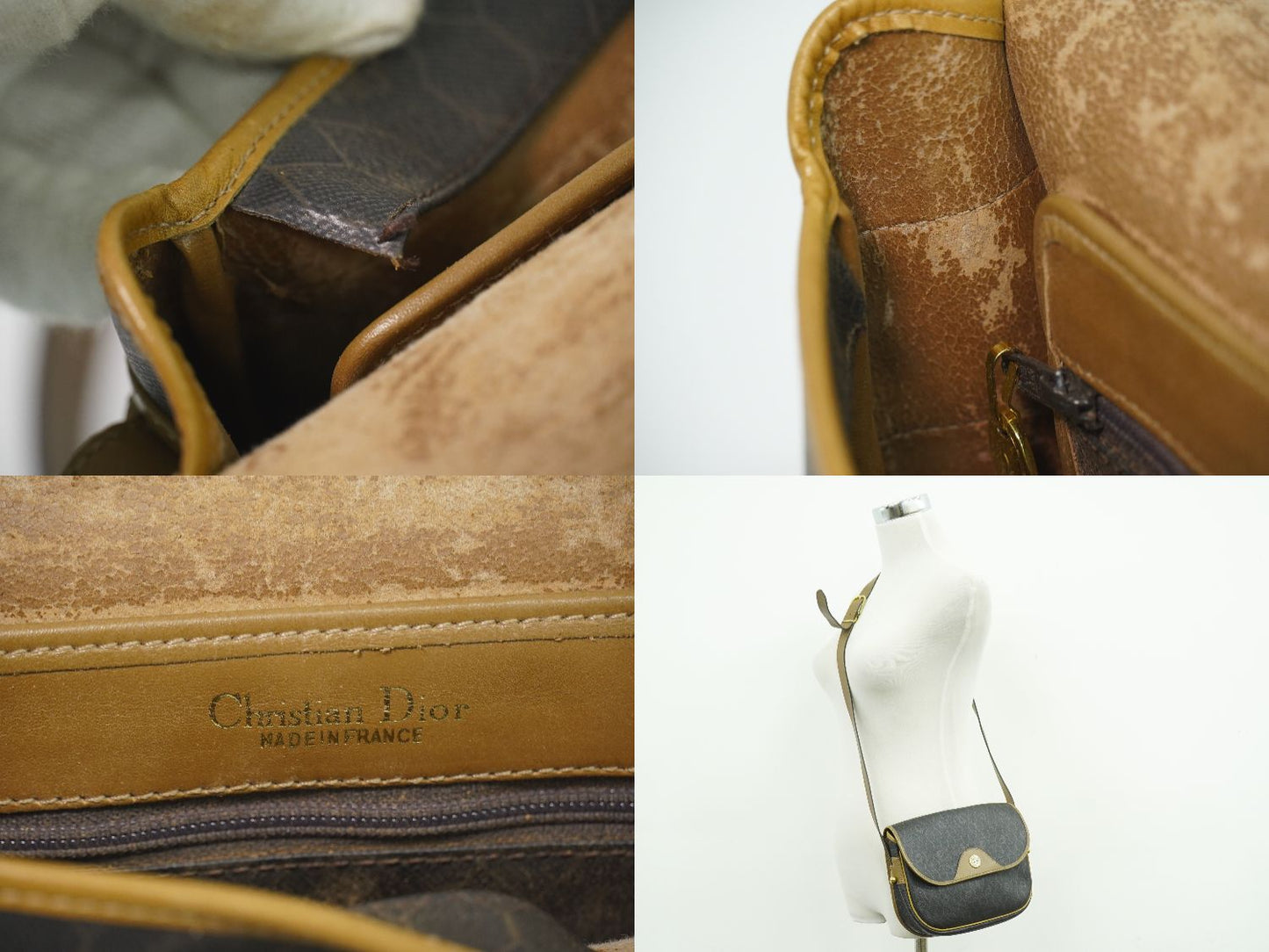 Christian Dior ハニカム柄 ショルダーバッグ ブラック ブラウン