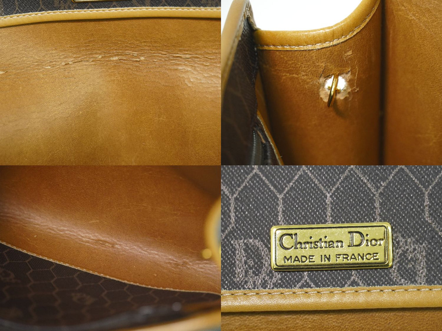 Christian Dior ハニカム柄 ショルダーバッグ ブラック ブラウン