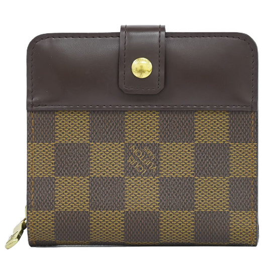 LOUIS VUITTON LV コンパクトジップ ダミエ エベヌ 折財布 N61688