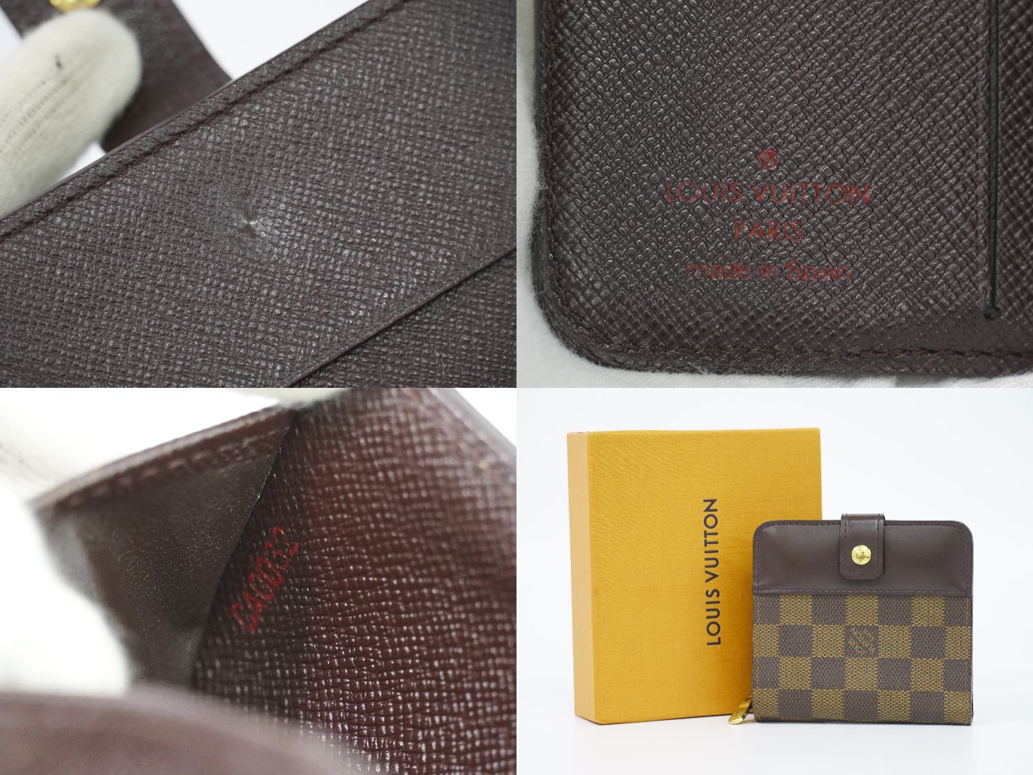 LOUIS VUITTON LV コンパクトジップ ダミエ エベヌ 折財布 N61688