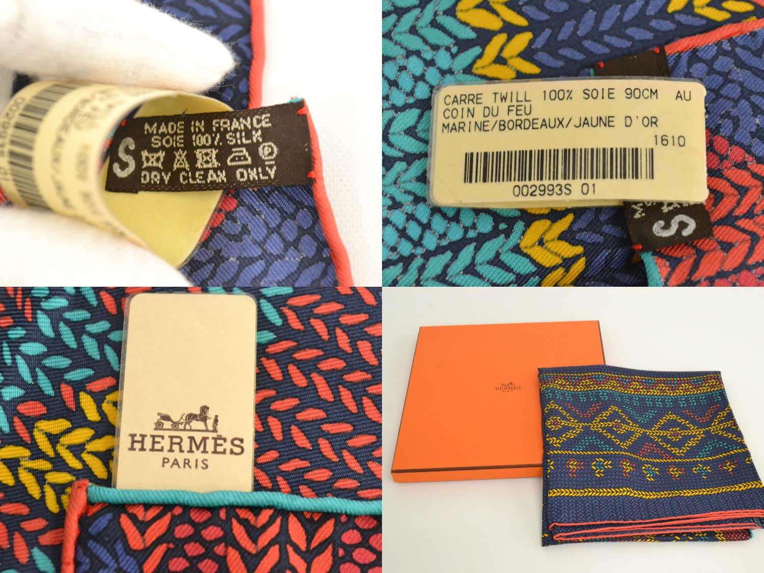 エルメス HERMES スカーフカレ カレ90 AU COIN DU FEU 暖炉のそばで スカーフ ショール バンダナ シルク ネイビー  マルチカラー 服飾小物 – BRAND BOX by HIRAKOBA