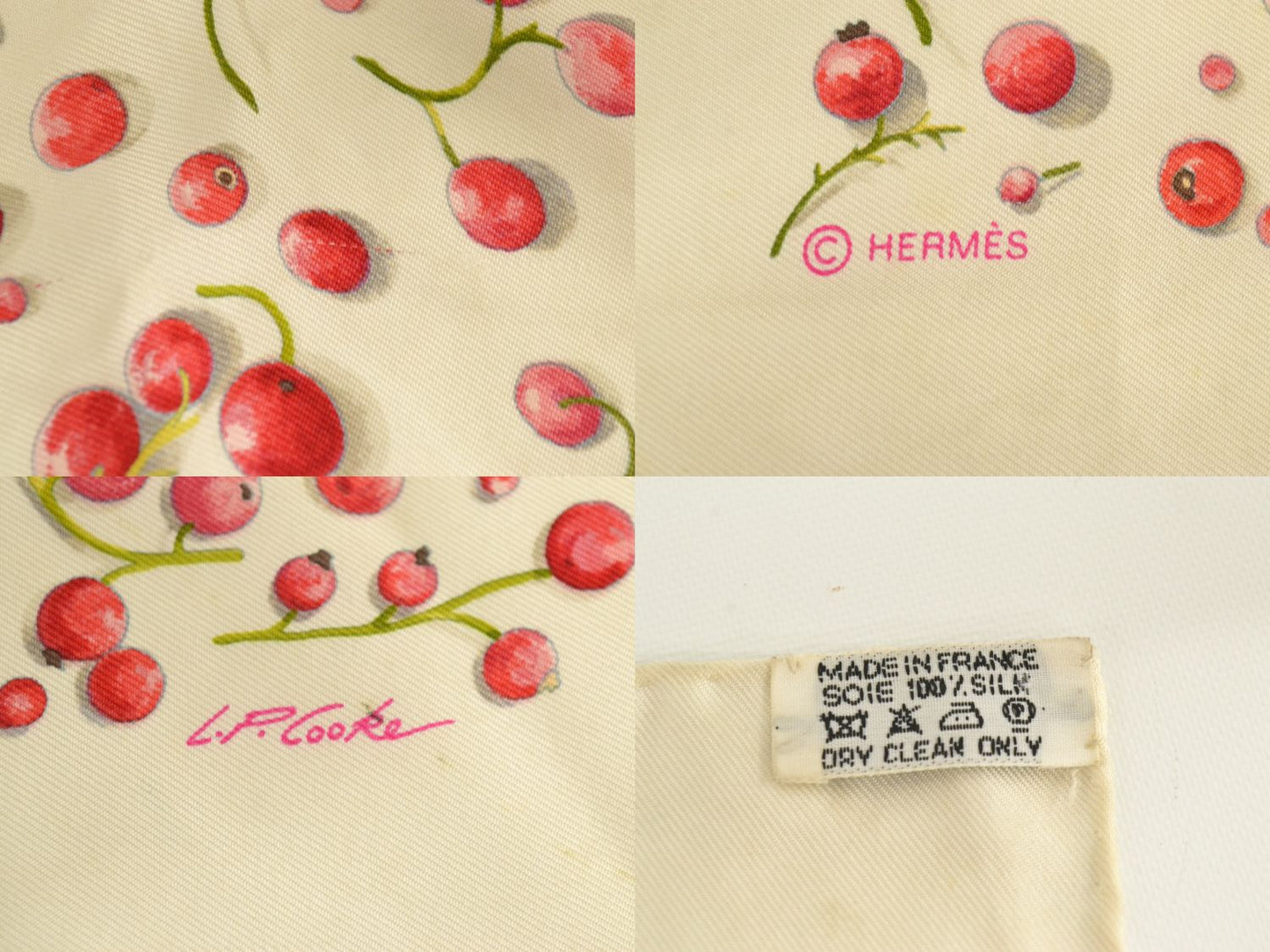 HERMES スカーフカレ カレ90 Red berries 赤い果実