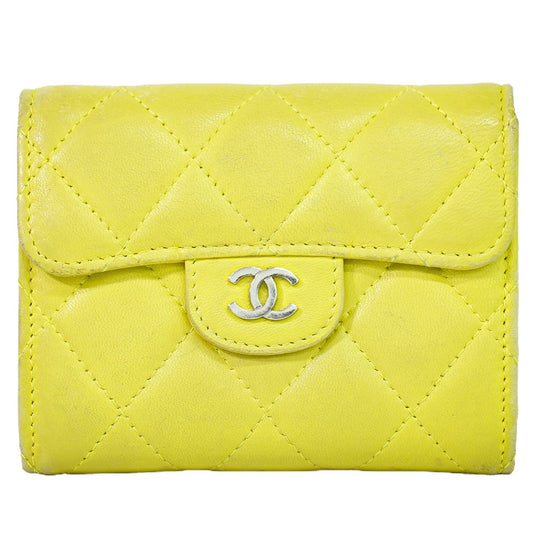 CHANEL ココマーク マトラッセ コインケース イエロー
