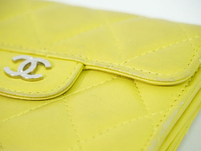 CHANEL ココマーク マトラッセ コインケース イエロー