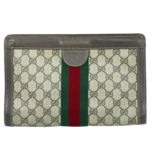 GUCCI シェリーライン クラッチバッグ ベージュ ブラウン