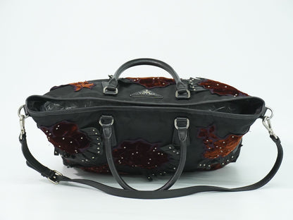 PRADA フラワー モチーフ 2WAY ショルダーバッグ ブラック