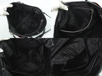 PRADA フラワー モチーフ 2WAY ショルダーバッグ ブラック