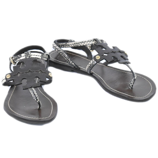 TORY BURCH パイソン柄 トングサンダル 7M ブラウン