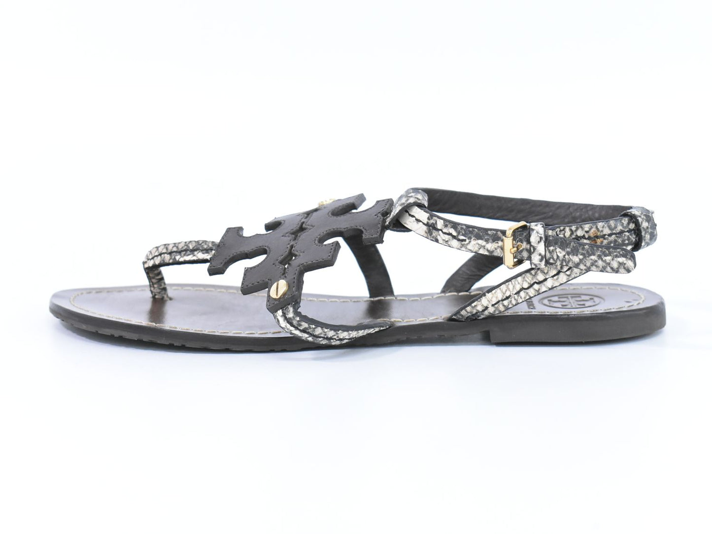 TORY BURCH パイソン柄 トングサンダル 7M ブラウン