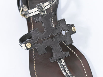 TORY BURCH パイソン柄 トングサンダル 7M ブラウン