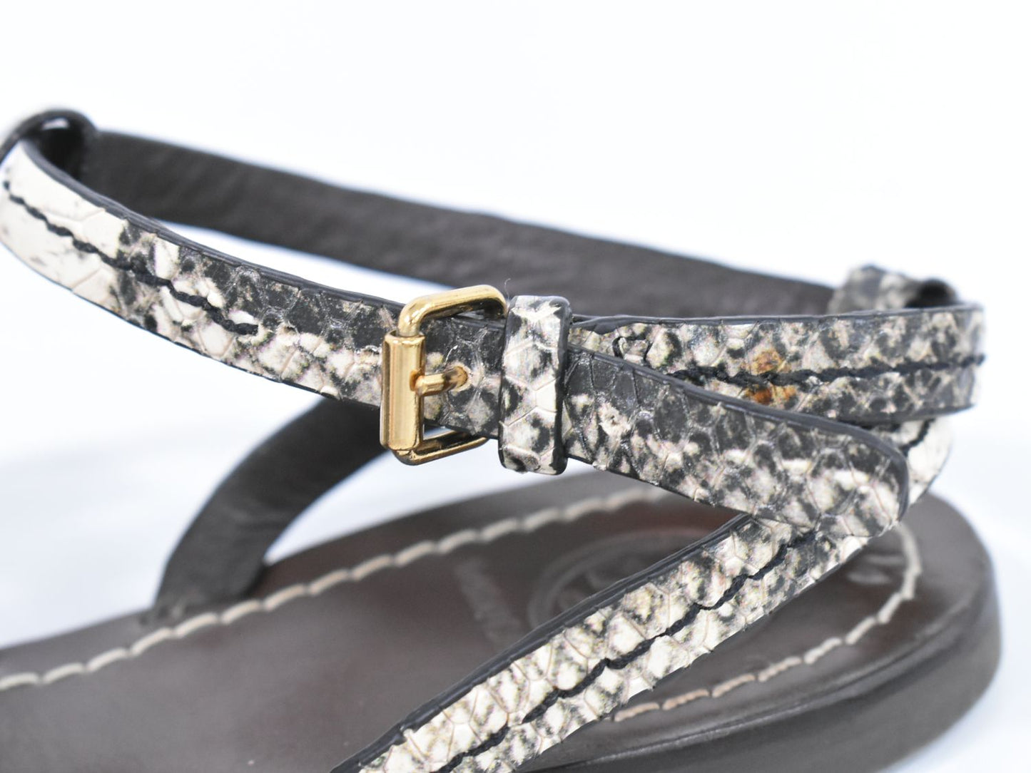 TORY BURCH パイソン柄 トングサンダル 7M ブラウン