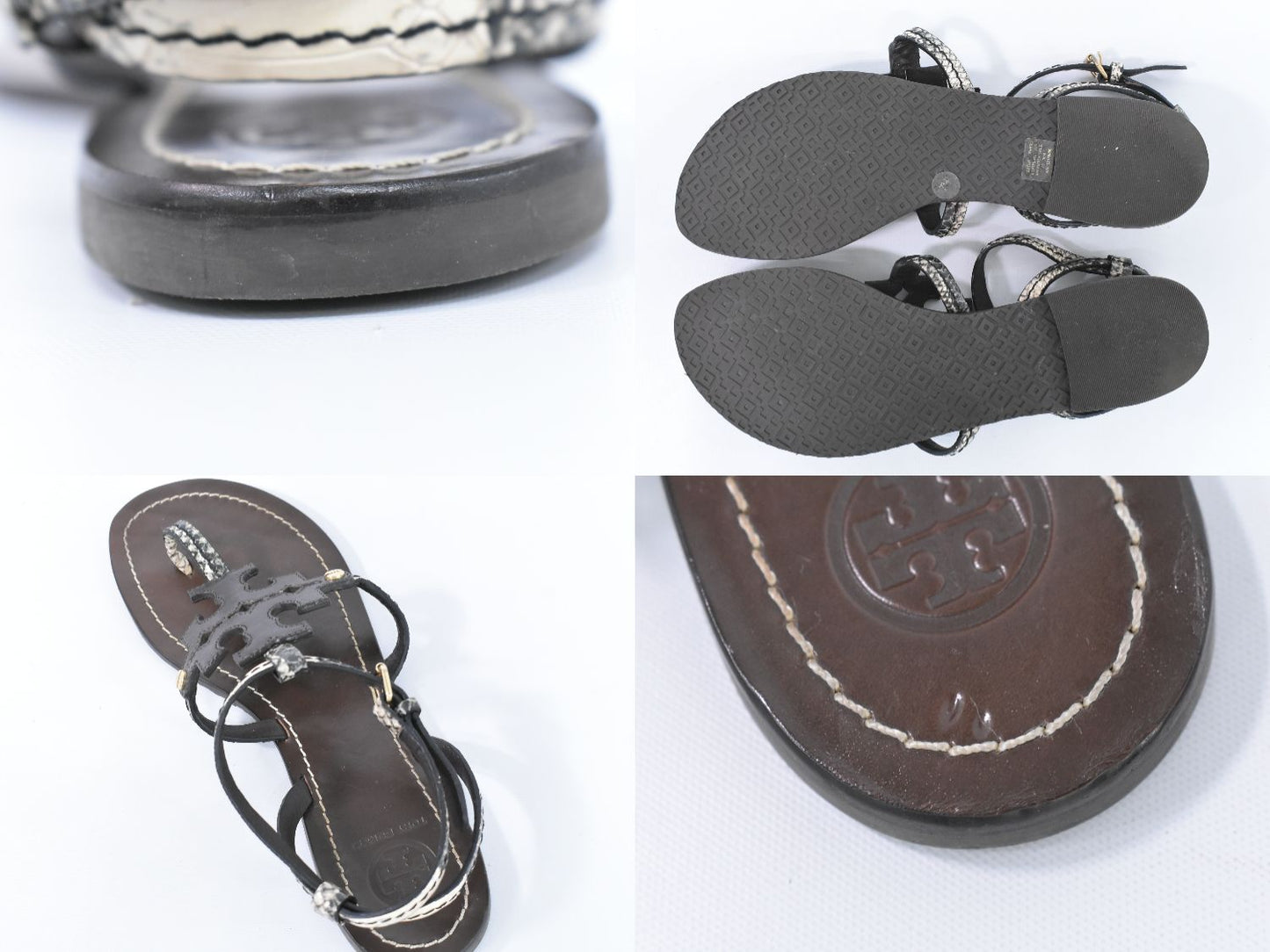 TORY BURCH パイソン柄 トングサンダル 7M ブラウン