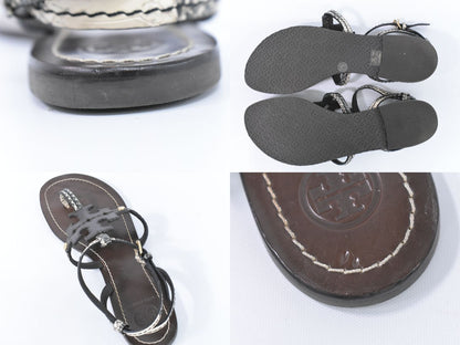 TORY BURCH パイソン柄 トングサンダル 7M ブラウン