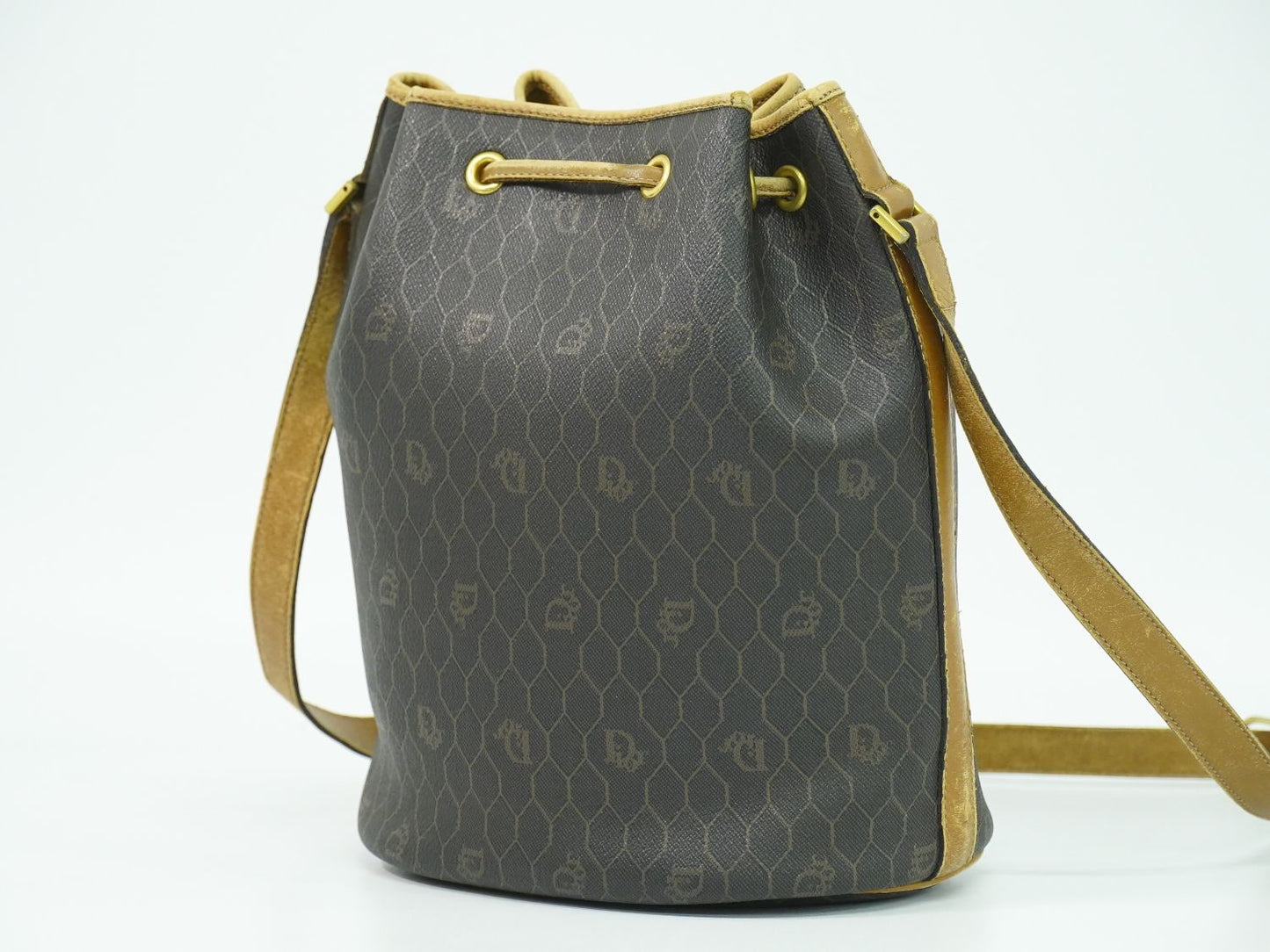 Christian Dior ハニカム柄 ショルダーバッグ ブラック ブラウン