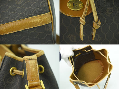 Christian Dior ハニカム柄 ショルダーバッグ ブラック ブラウン