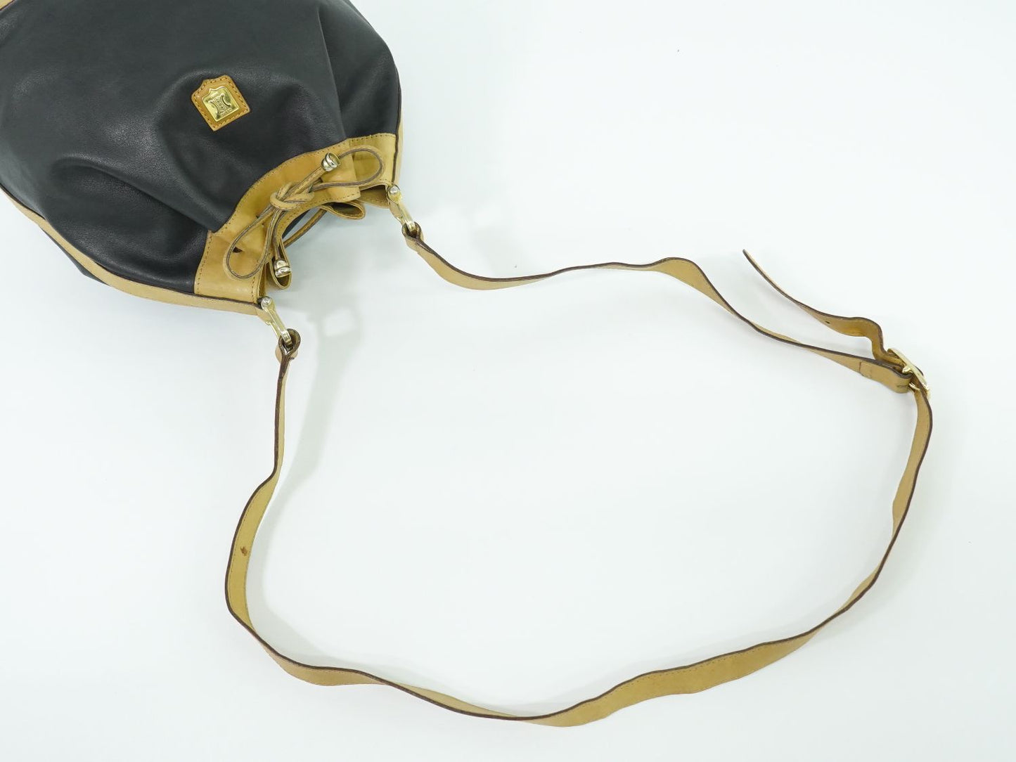 CELINE 巾着 ショルダーバッグ ブラック ベージュ