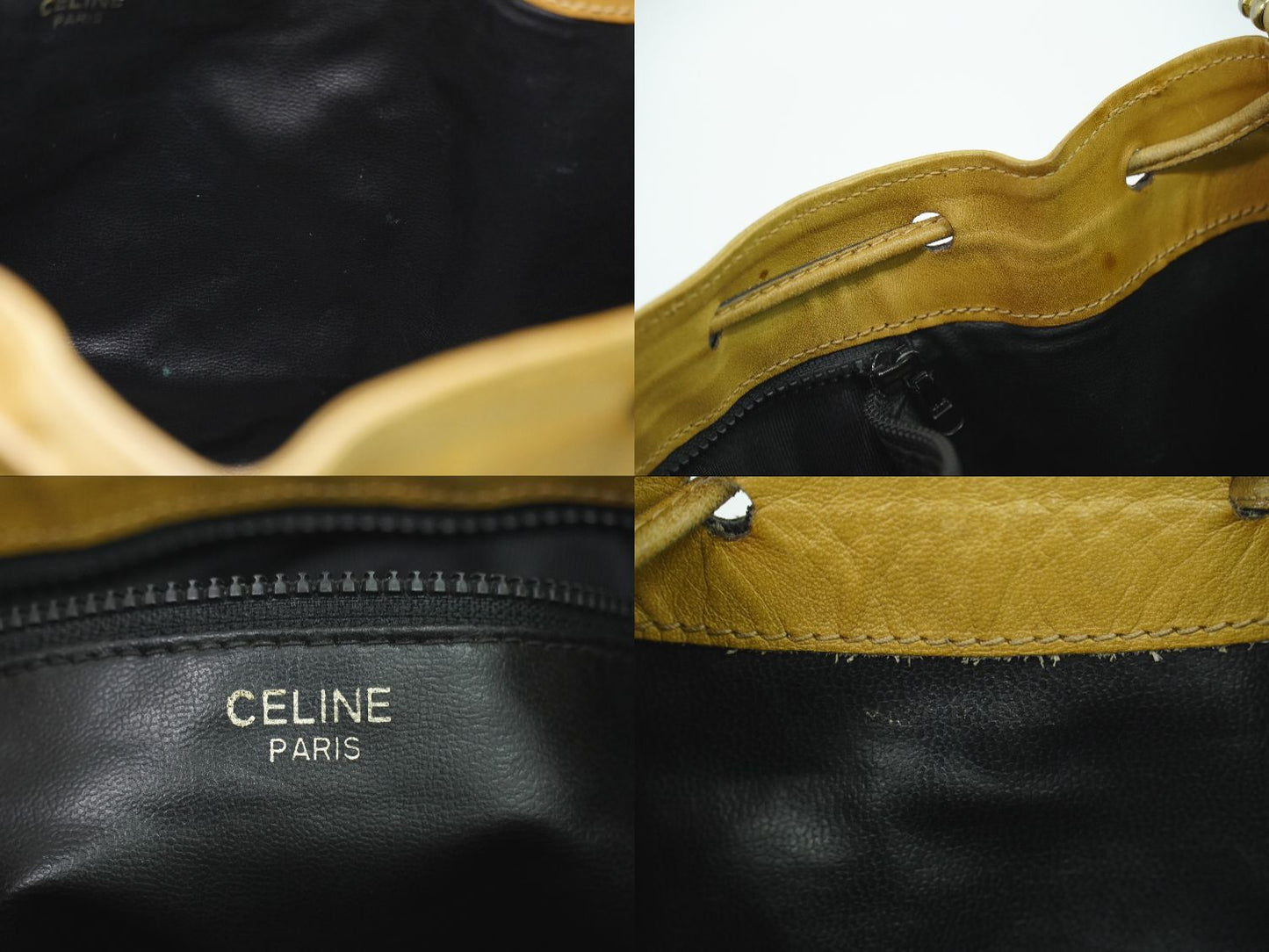 CELINE 巾着 ショルダーバッグ ブラック ベージュ