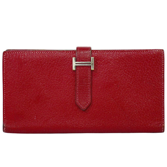 HERMES ベアンスフレ 長財布 T刻 レッド