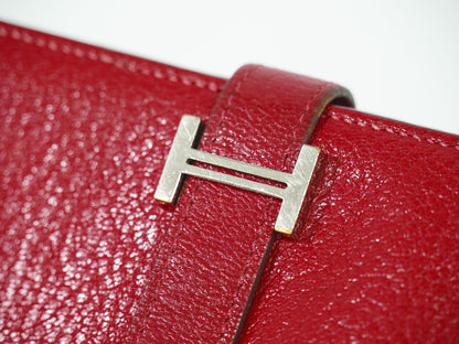 HERMES ベアンスフレ 長財布 T刻 レッド