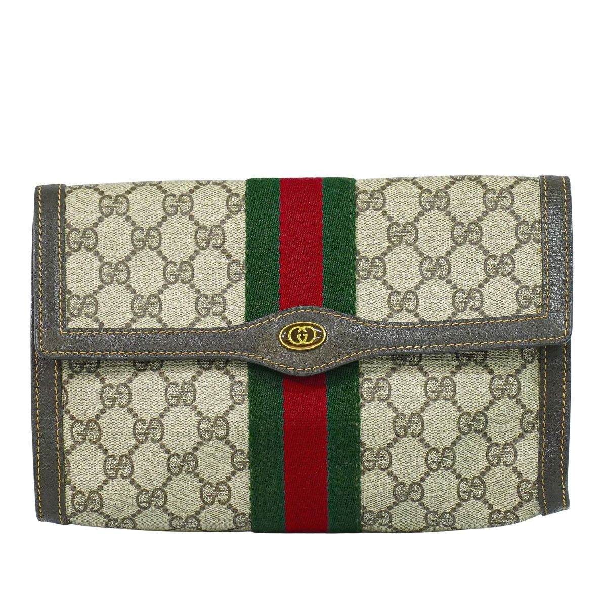 GUCCI オールドグッチ シェリーライン GGスプリーム クラッチバッグ ベージュ