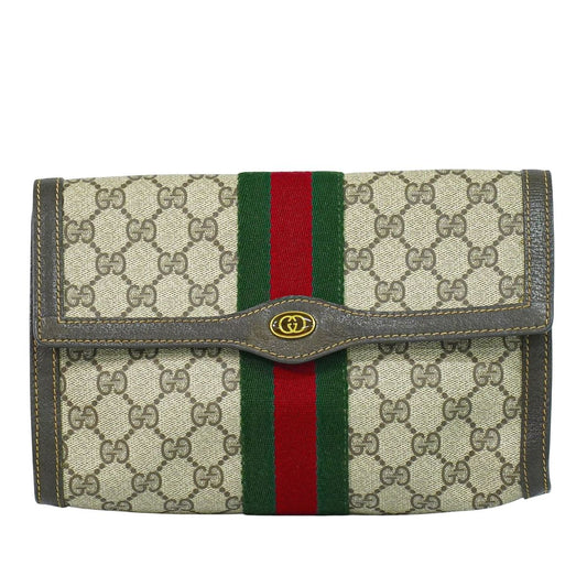GUCCI オールドグッチ シェリーライン GGスプリーム クラッチバッグ ベージュ