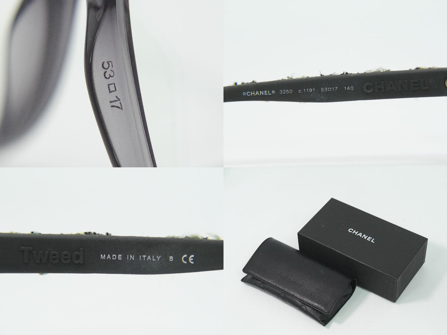 CHANEL ココマーク メガネフレーム 度なし プラスチック ラバー ツイード グレー