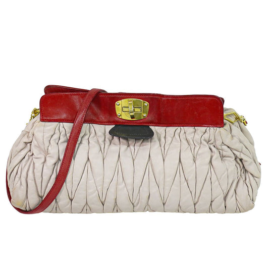 MIU MIU マテラッセ ショルダーバッグ ピンクベージュ レッド