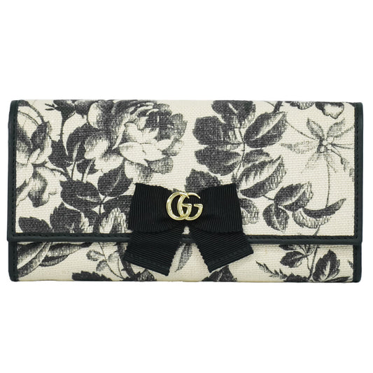 GUCCI GGマーモント 花柄 リボン 長財布