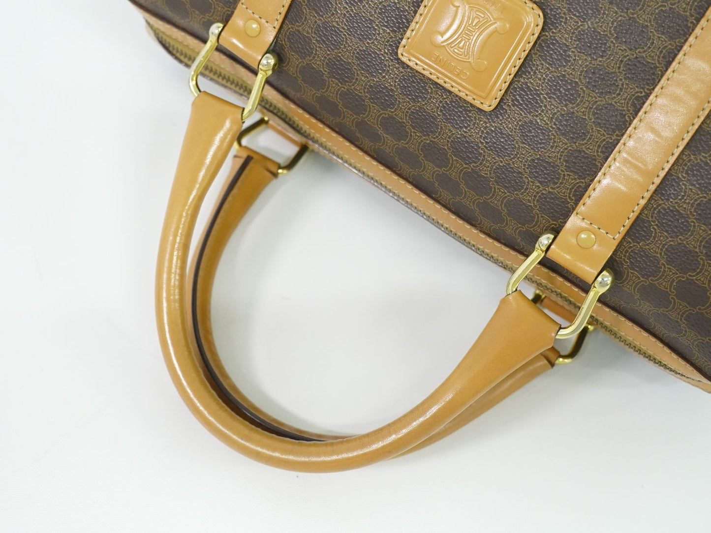 CELINE マカダム ミニ ボストンバッグ ブラウン