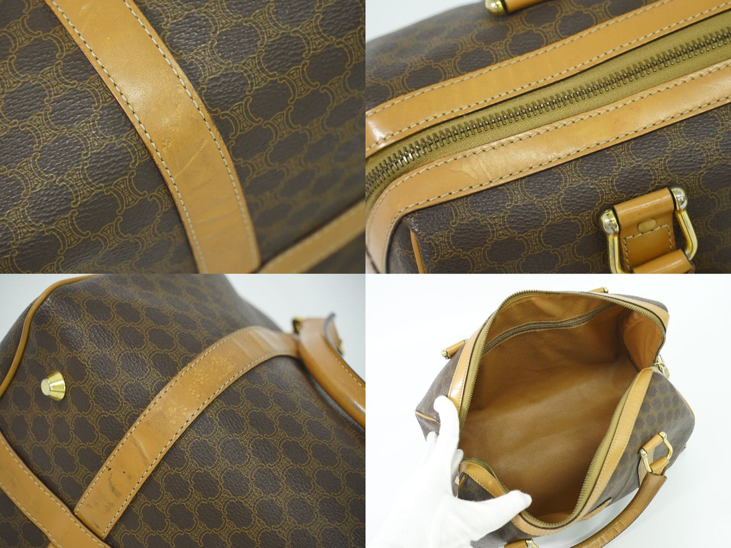 CELINE マカダム ミニ ボストンバッグ ブラウン