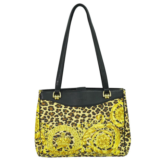 GIANNI VERSACE レオパード柄 トートバッグ イエロー