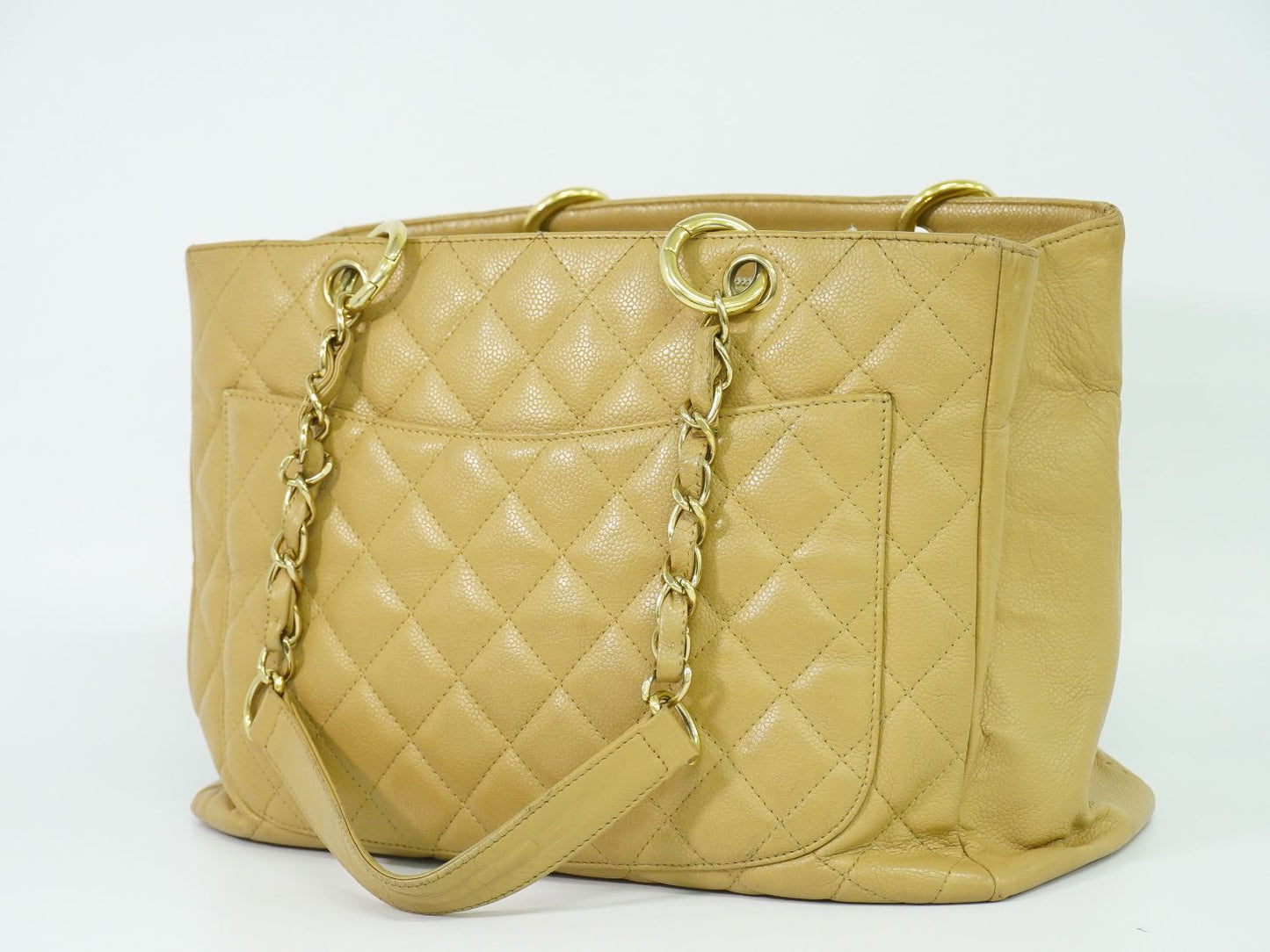 CHANEL ココマーク マトラッセ GST トートバッグ ベージュ
