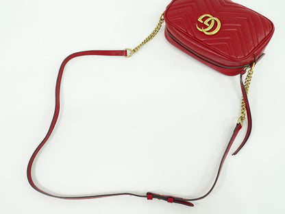 GUCCI GGマーモント ショルダーバッグ レッド 447632