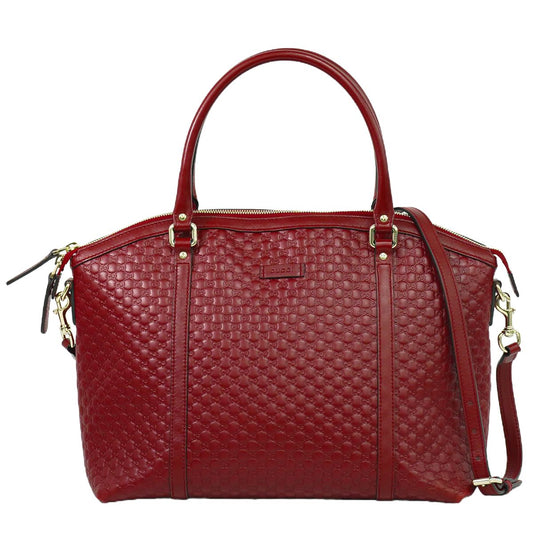 GUCCI マイクログッチシマ レザー 2WAY ショルダーバッグ レッド 449657