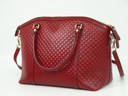 GUCCI マイクログッチシマ レザー 2WAY ショルダーバッグ レッド 449657