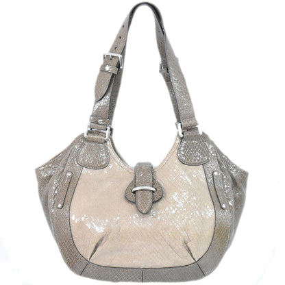 CELINE パイソン レザー ショルダーバッグ グレージュ