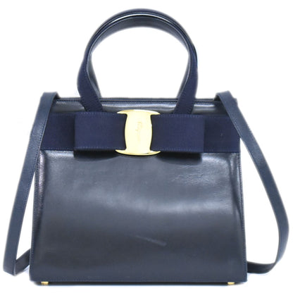 Salvatore Ferragamo ヴァラ 2WAY ショルダーバッグ ネイビー