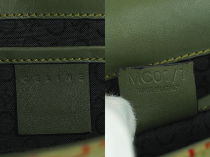 CELINE Cマカダム アクセサリーポーチ カーキ レッド