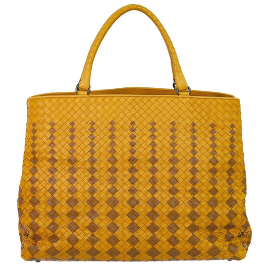 BOTTEGA VENETA イントレチャート ハンドバッグオレンジ ブラウン