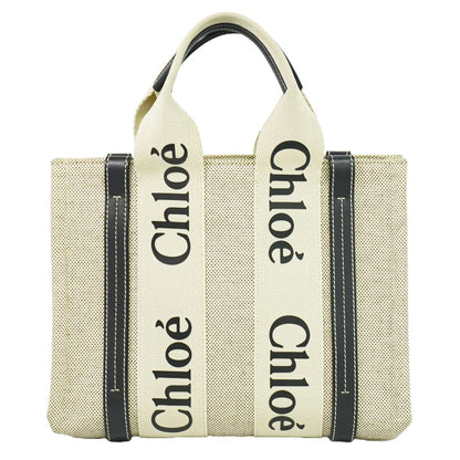 Chloe ウッディ スモール トートバッグ ベージュ ネイビー
