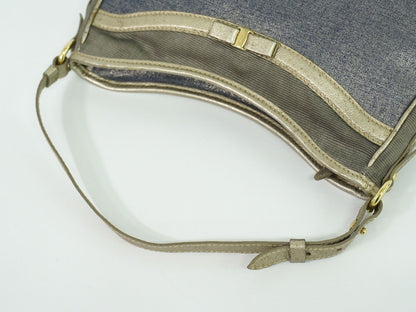 Salvatore Ferragamo ヴァラ ハンドバッグ メタリックブルー グレー
