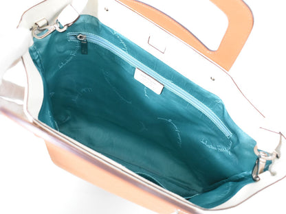 Salvatore Ferragamo ガンチーニ 2WAY ショルダーバッグ ホワイト ブラウン