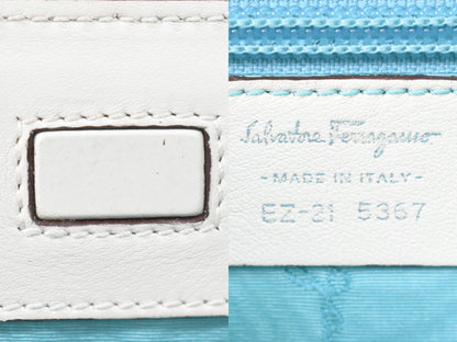 Salvatore Ferragamo ガンチーニ 2WAY ショルダーバッグ ホワイト ブラウン